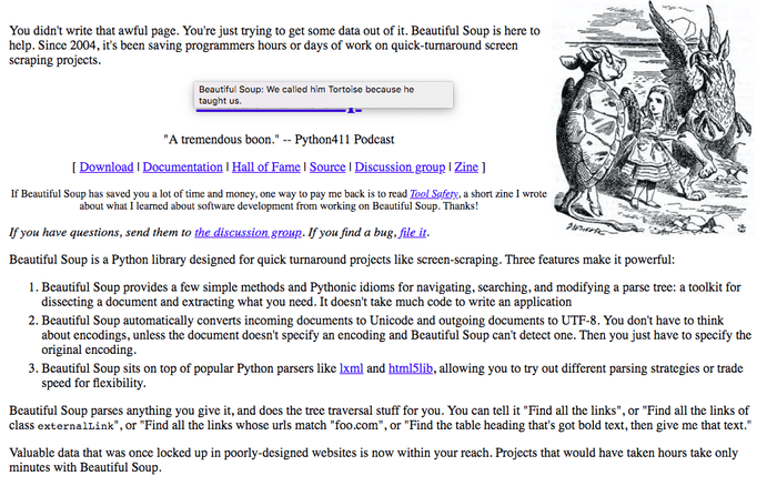 BeautifulSoup’s Home page BeautifulSoup’s Home page