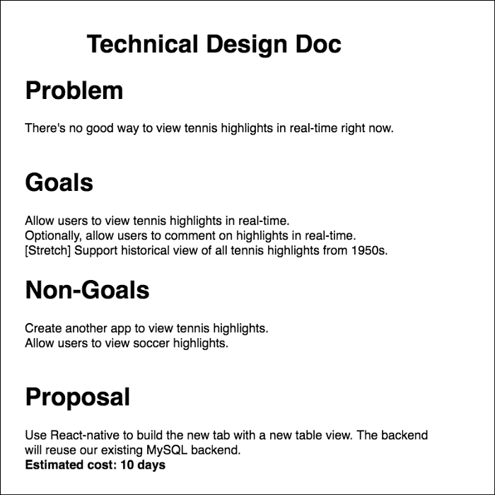 A typical technical design doc A typical technical design doc